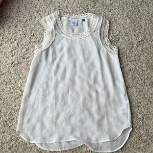 CAbi Cream Crochet Accent Blouse